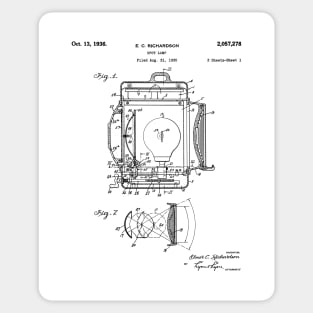 Film Spot Lamp Patent - Cinema Student Film Student Art - White Sticker